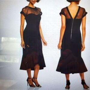 Maggy London Illusion Flounce Hem Dress Sz 4